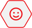 A red hexagon with a smiley face on it